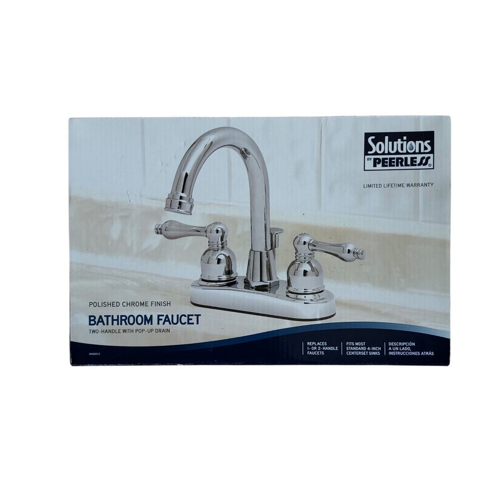 NEW Solutions By Peerless Polished Chrome Two-Handle Bathroom Faucet PopUp Drain